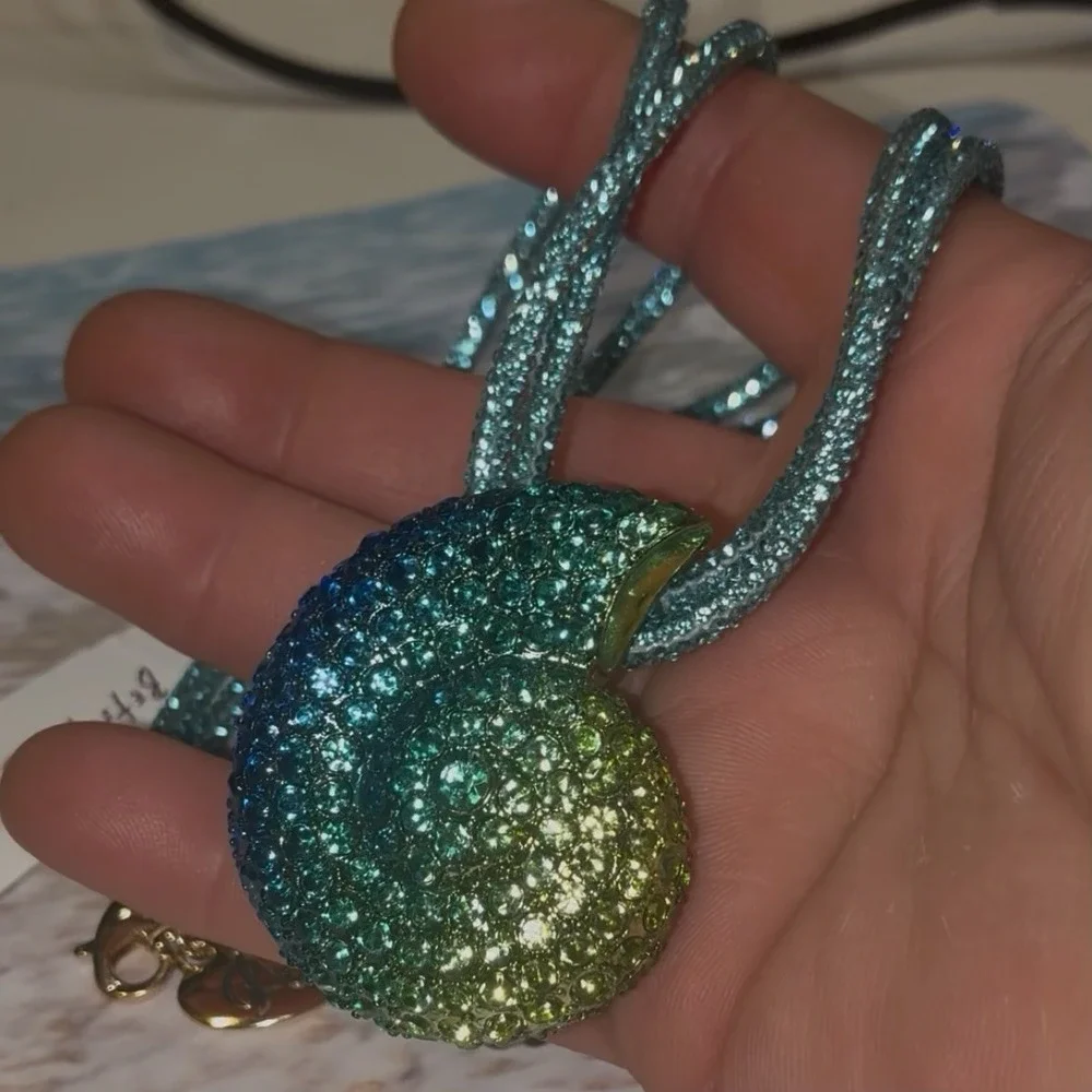 Betsey Johnson Necklace MERMAID JEWELS Shell Multi Strand Crystal Green Rare NWT